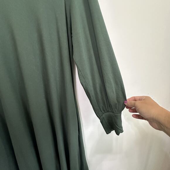 Peruvian Connection Long Puff Sleeve Dress XL Green Pullover Designer Stretch - Picture 4 of 11